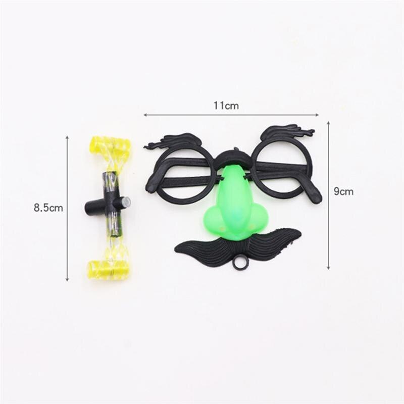 2pcs Funny Glasses Round Frame Whistle Mustache Blow Out Dragon False Nose Prank Glasses Joke Props for Kids Adults