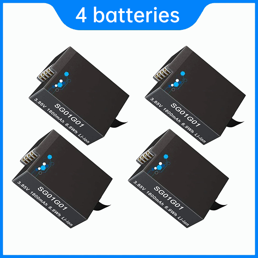 Batería GoPro Hero 5/6/7/8 y cargador rápido tipo C, batería de 1800 mAh para cámara de acción GoPro Hero 8 Hero 7 Hero 6 Hero 5 (batería GoPro completamente decodificada): Verde