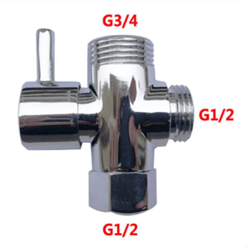 Brass Diverter Chrome Valve 3 Way Water Separator Shower Tee Adapter Adjustable Shower Head Diverter Valve Bathroom Accessories: B