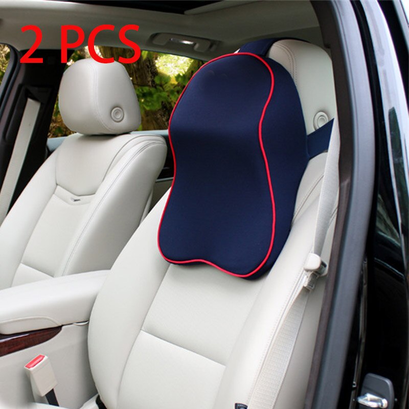 Auto Nek Kussen 3D Traagschuim Hoofdsteun Auto Kussen Zacht Ademend Kussen Voor Slapen In De Auto: 2pcs Black Red