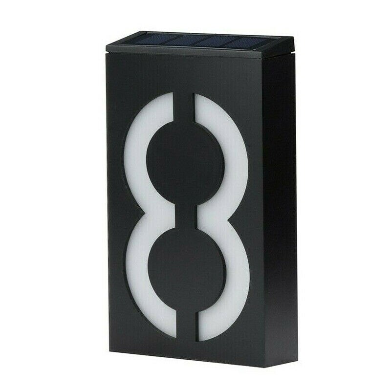 Solar Power LED Light Sign House Hotel Door Address Plaque Number Digits Plate Lampes Solaires Led Solaire Lamp Outdoor Home: 8