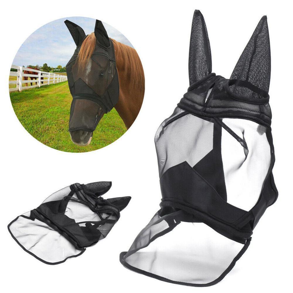 Horse Fly Mask Summer Eye Nose Ear Anti Mosquito Comfortable Breathable Horse Mask Horse Head Anti-mosquito Hood Horse Headgear