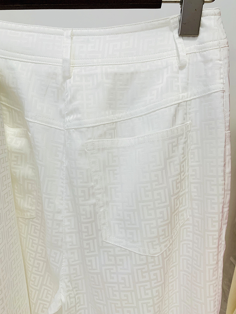 High Street 2024 Catwalk Pak Set Dames Dubbele Rij Knopen Monogram Jacquard Dunne Blazer Broek Set 2 Stuks