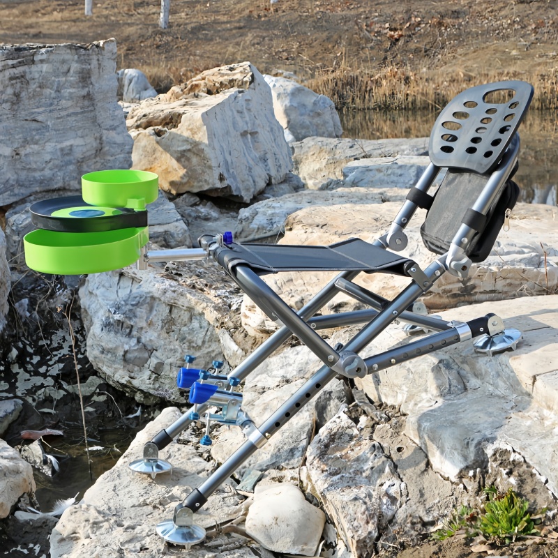 Sedia da pesca per tutti i terreni da esterno Sedia da spiaggia pieghevole Schienale regolabile da 180 gradi Sedia da campeggio Sgabello Attrezzatura da pesca