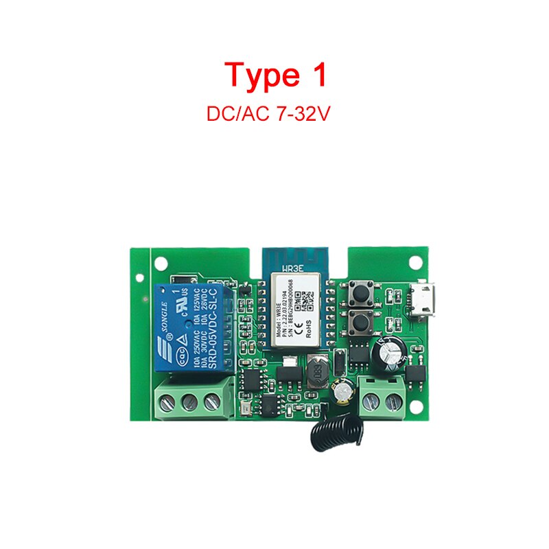 AllbeAi Tuya Smart Life,DC5V 12V 24V 32V Wifi Smart Switch,Intelligent Home Module, inching mode,RF433 Wireless Remote Control: Type 1