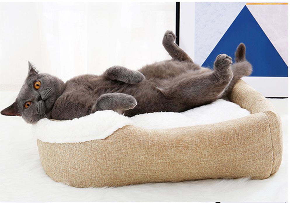 Hiver lavable lit pour animaux de compagnie chat grotte lit laine chat panier avec coussin gratuit oreiller lit pour chien chats coussin pour animaux de compagnie dans les fournitures de chat