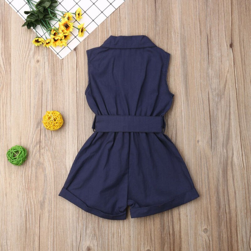 Peuter Meisjes Overall Romper - Mouwloze Effen Kleur Jumpsuit voor de Zomer - 1-6 Jaar