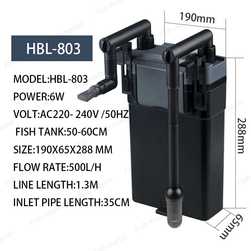 6W Muur Gemonteerde Aquarium Filter Aquarium Filter Terug Opknoping Waterval Landschap Verhoogt Houtskool Filter Hbl 801 802 803