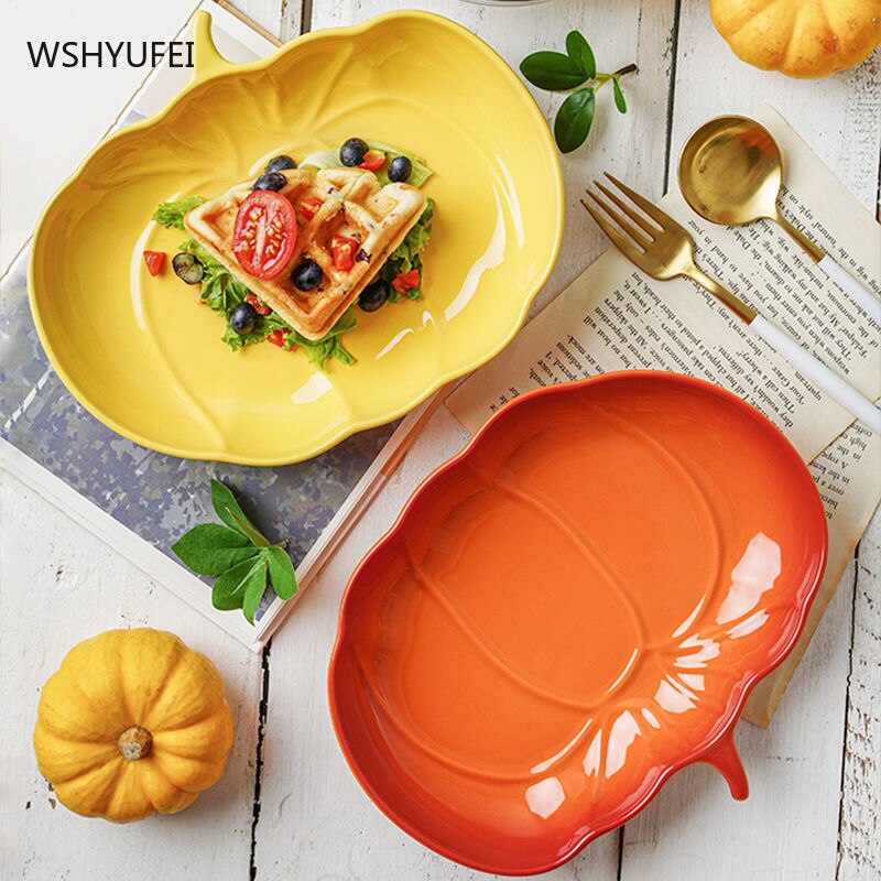 Ceramic Pumpkin Plate Plate Japanese Pasta Plates Jewelry Trays Household Products Kitchenware Kitchen Supplies
