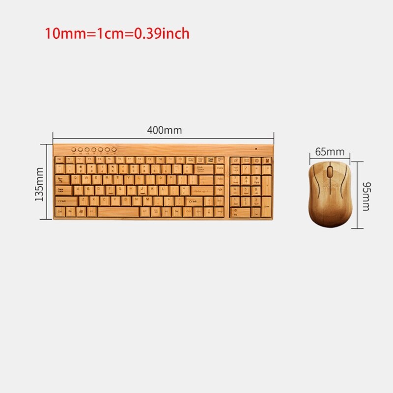 Bamboo Keyboard Mouse Wireless Combo Set For Laptop PC Office USB Plug and Play