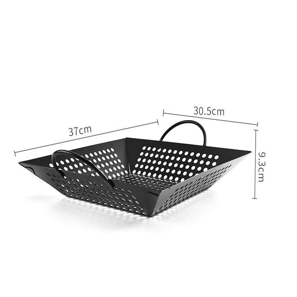 BBQ Plate Non Stick Square BBQ Grid Stainless Steel Vegetable Basket BBQ Accessories Barbecue Picnic Cooking Tray