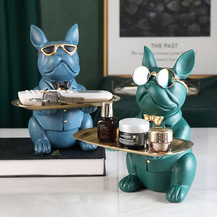 Bandeja de almacenamiento para llaves de Bulldog, bandeja para llaves de puerta, estilo nórdico, decoración para el hogar con personalidad