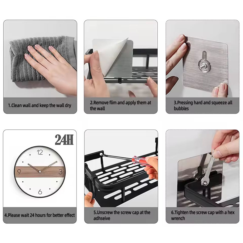 1-3pcs Bathroom Shelf Kitchen Storage Organizer Aluminum Alloy Shampoo Rack Shower Shelf Bathroom Accessories No Drill Shelf