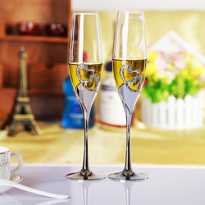2Pcs Wedding Wine Glasses Champagne Glasses Wine Glass Set Cocktail Glass Bride and Groom Wine Cups Party Valentine's Day