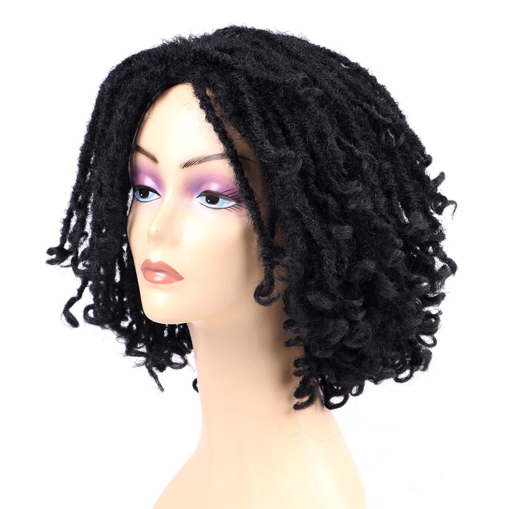 Synthetic Short Dreadlock Wigs Crochet Twist Hair For Black Women High Resistant Fiber Braids Wig Curly End 6 Inch
