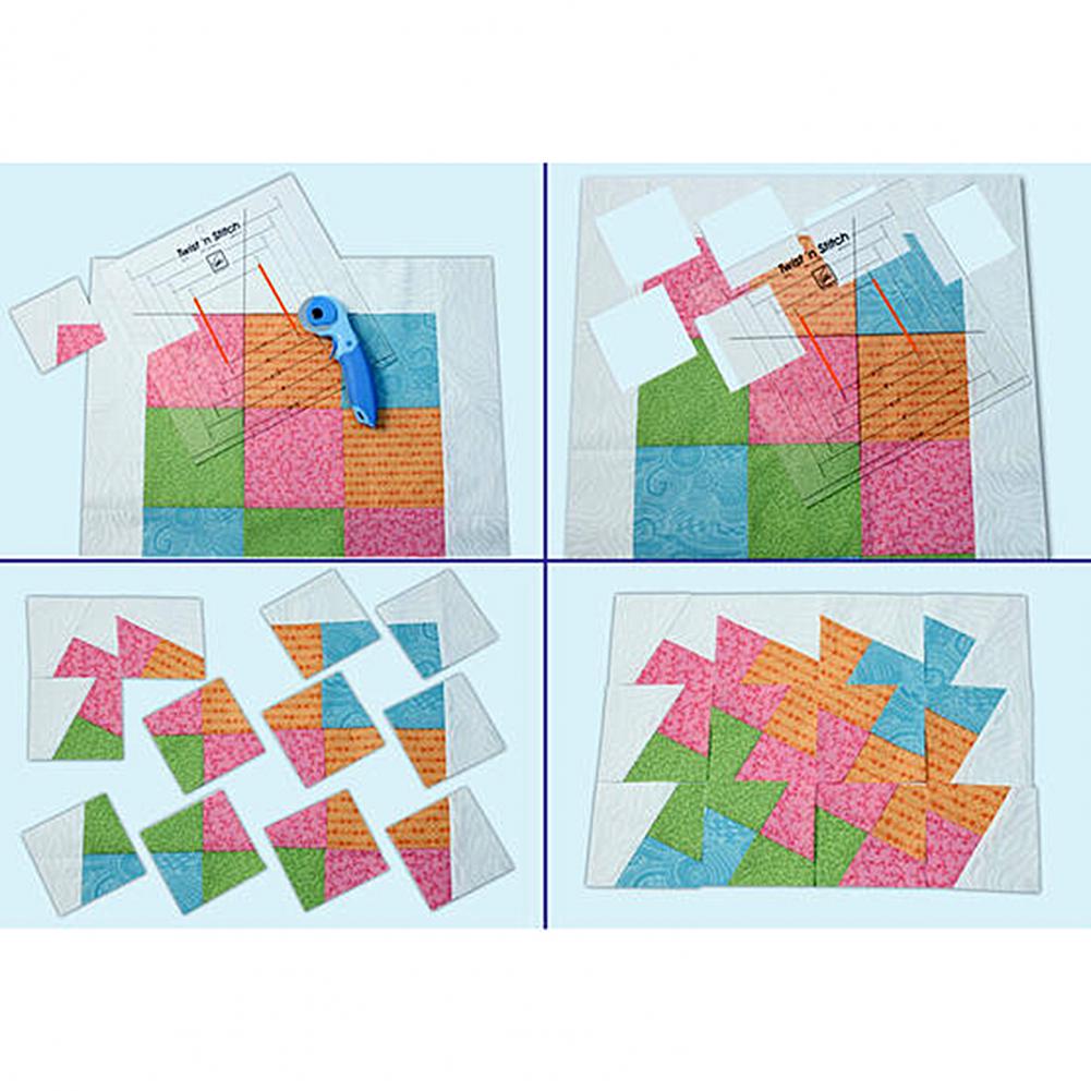 Transparent Plastic Twist'n Stitch Ruler Pinwheel Block Sewing Quilting Template Windmill Stitching Cutting Rulers DIY Supplies
