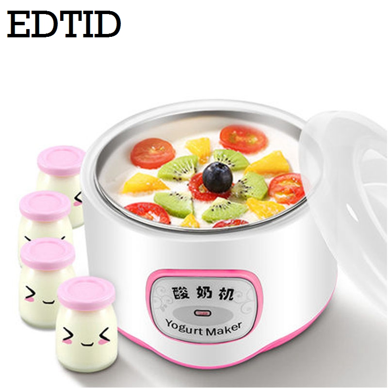 EDTID máquina eléctrica para Yogurt Leben, fermentador automático multifunción de acero inoxidable con revestimiento nato, máquina para vino, Yogurt, 4 tazas