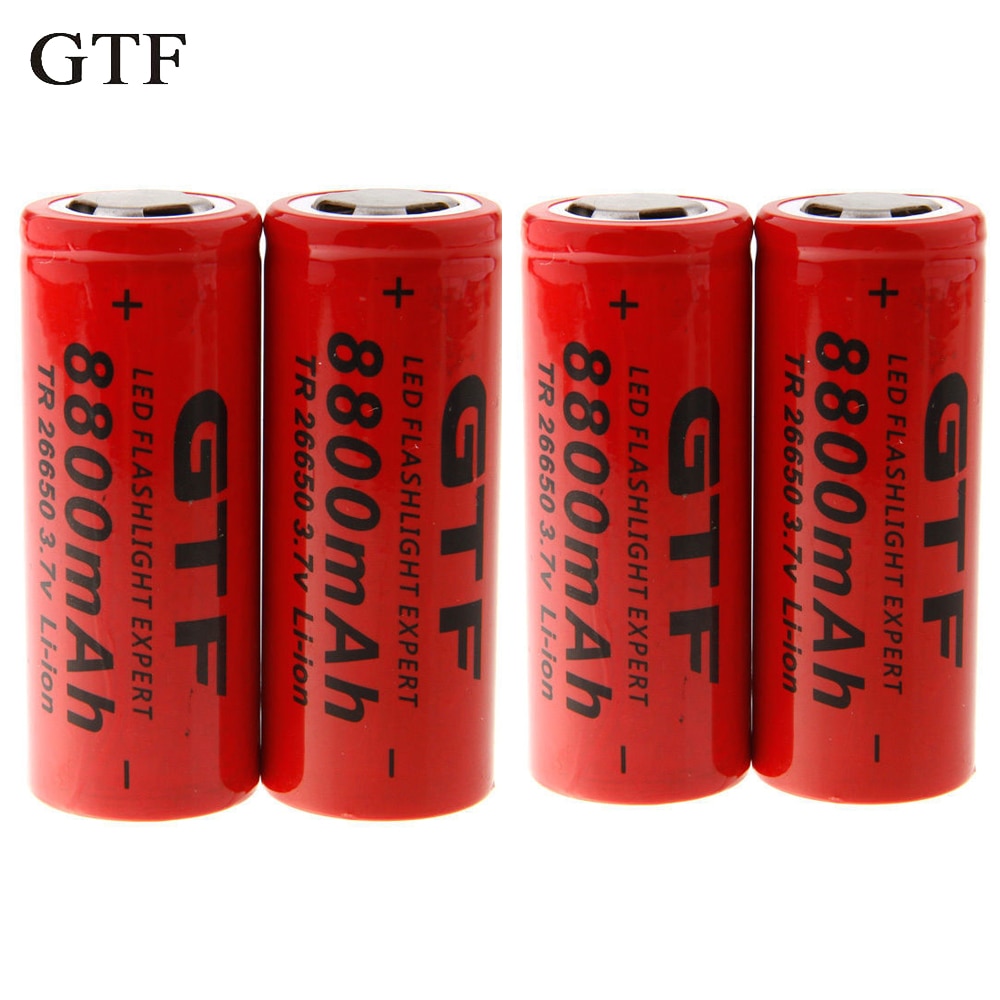 Gtf 4 Stuks 26650 Batterij 3.7V 8800 Mah Oplaadbare Li-Ion Batterij Voor Zaklamp Oplaadbare Batterijen