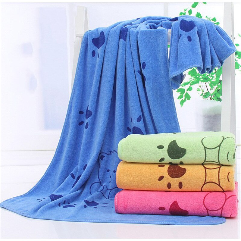 Doux dessin animé chien chat Superfine Fiber serviette de bain rapide sec chiot absorbant cheveux gant de toilette Super grand fournitures multi-fonction