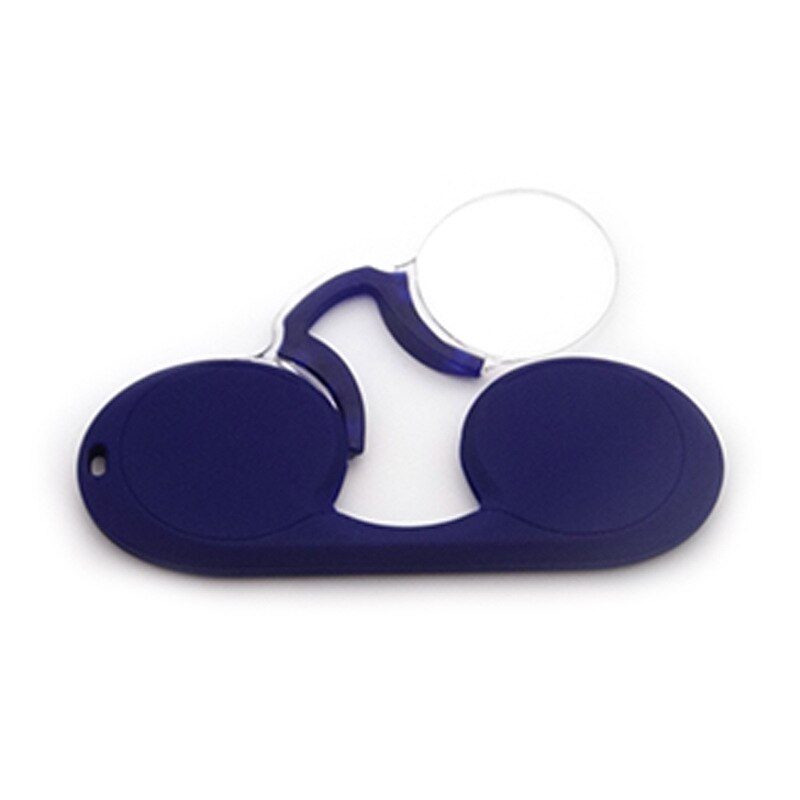 Portable Silicone Nose Clip Pocket Reading Glasses Men Women Magnifying Presbyopic Rimless Readers Spectacles Mini Keychain: +200 / Blue