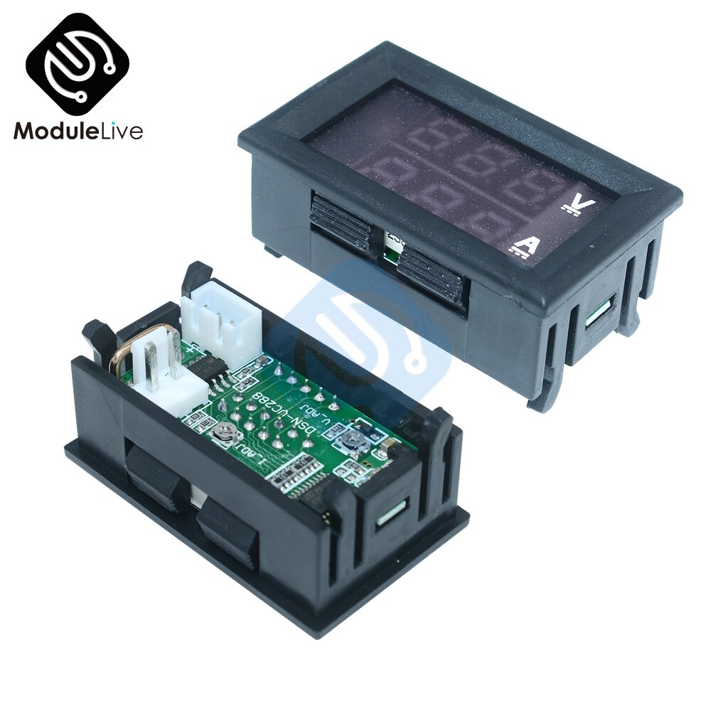Mini Digitale Voltmeter Ampèremeter Dc 100V 10A Panel Amp Voltage Volt Current Meter Tester 0.56 ''0.56Inch Blauw red Dual Led Display
