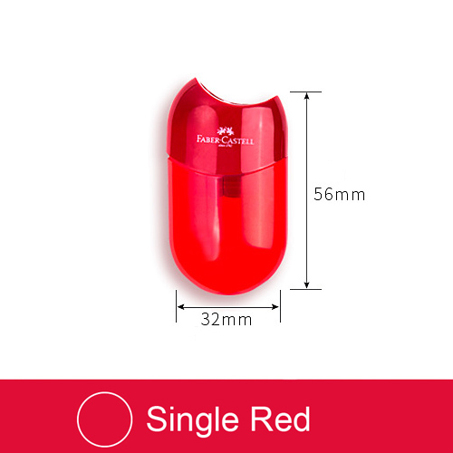 -afilador de lápices de doble agujero, bolígrafo transparente, cuchillo Kawaii, chico lápices para estudiantes, herramientas de corte, papelería, suministros escolares: Single Red