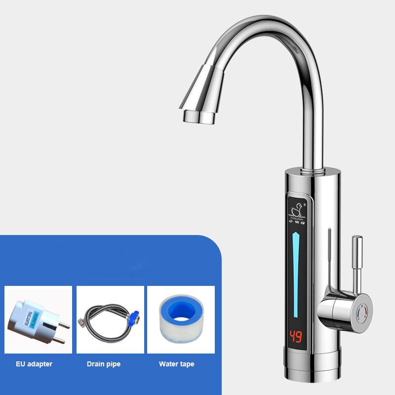 Stainless Steel Electric Water Heater Temperature Display Kitchen Tankless Instant Water Faucet 3300W
