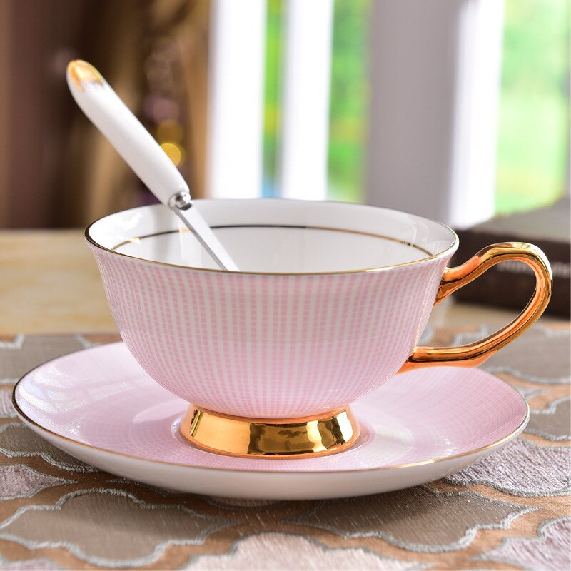GLLead China Keramische Kopje Koffie Bone China Thee Kopjes En Schoteltjes Set Ontbijt Melk Theekopje Porselein 200 ml Drinkware: Style F