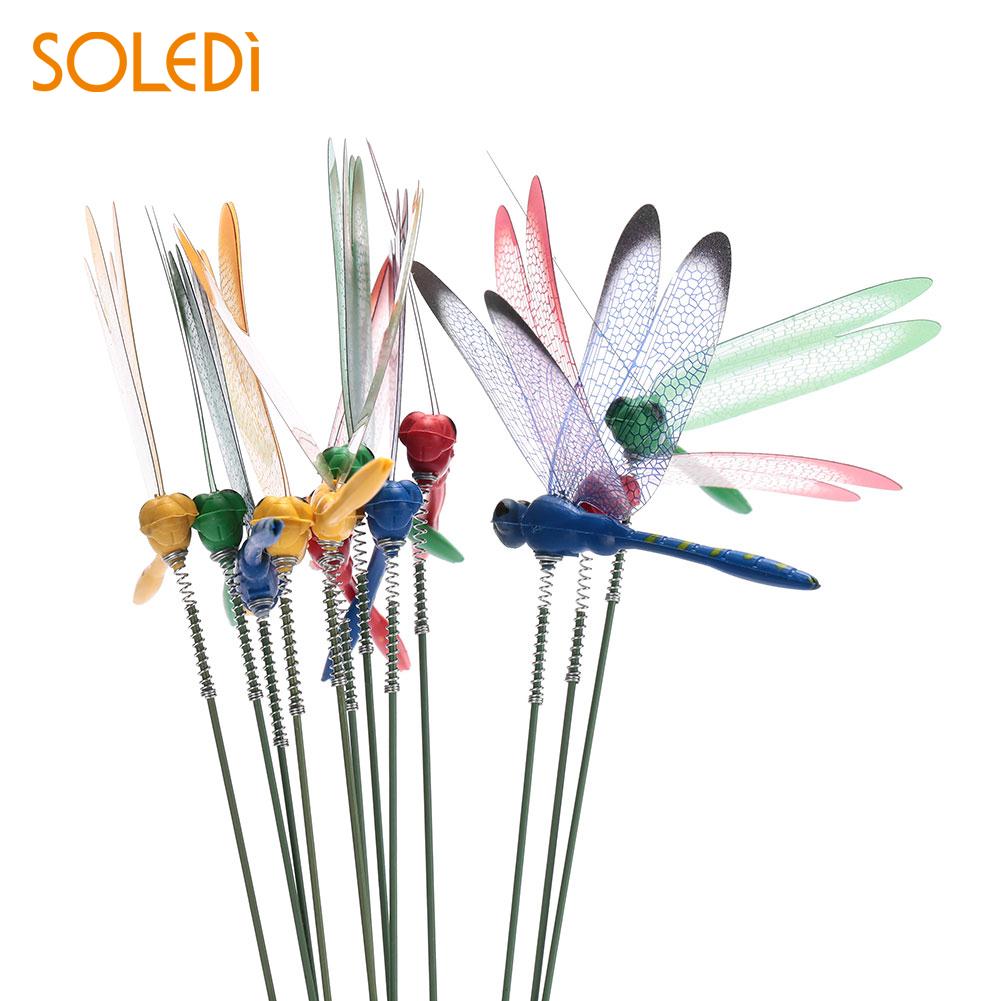 Dragonfly Garden Decor Lifelike Garden Art Garden Ornament 3D Double Lawn Decoration Gardening