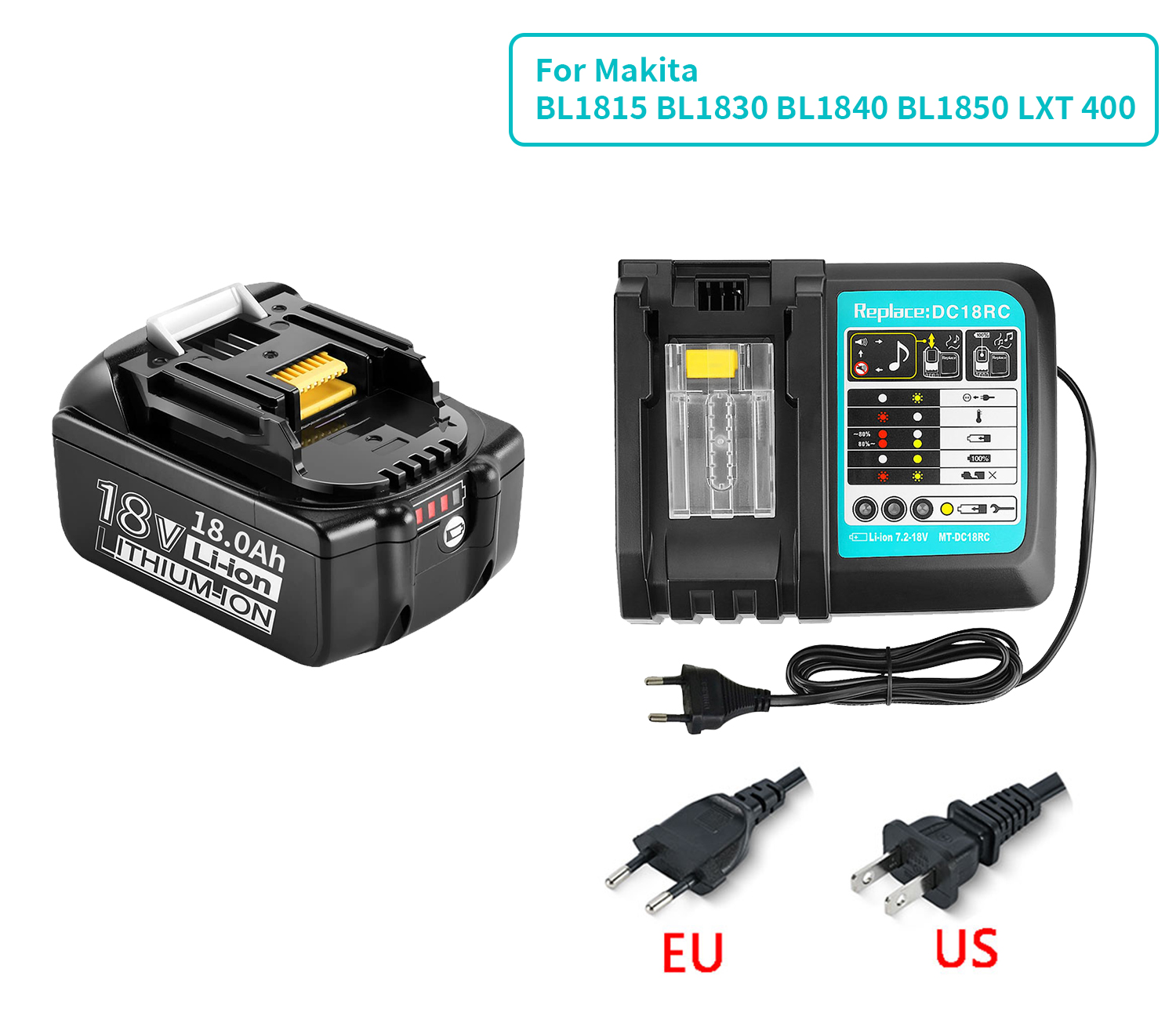 Bl1860 til makita 18v 18000 mah 18.0ah genopladeligt elværktøj batteri med led li-ion udskiftning  bl1860b bl1860 bl1850: Gul
