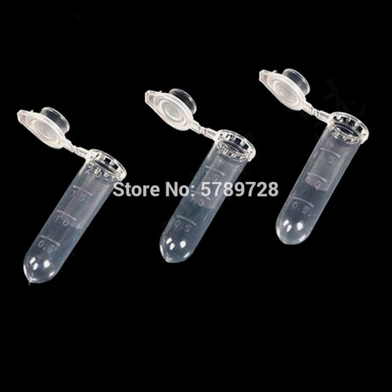 Tubo de centrífuga de plástico transparente con escala, tubo centrífugo de fondo redondo con tapa de glándula en laboratorio, 2ml, 500 Uds.