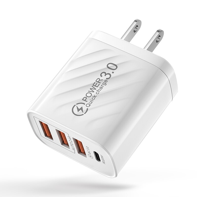 Ładowarka USB 48W szybka ładowarka 4.0 3.0 PD 30W ścienna ładowarka do telefonu iPhone 13 12 11 Xiaomi szybka ładowarka USB typu C: White US