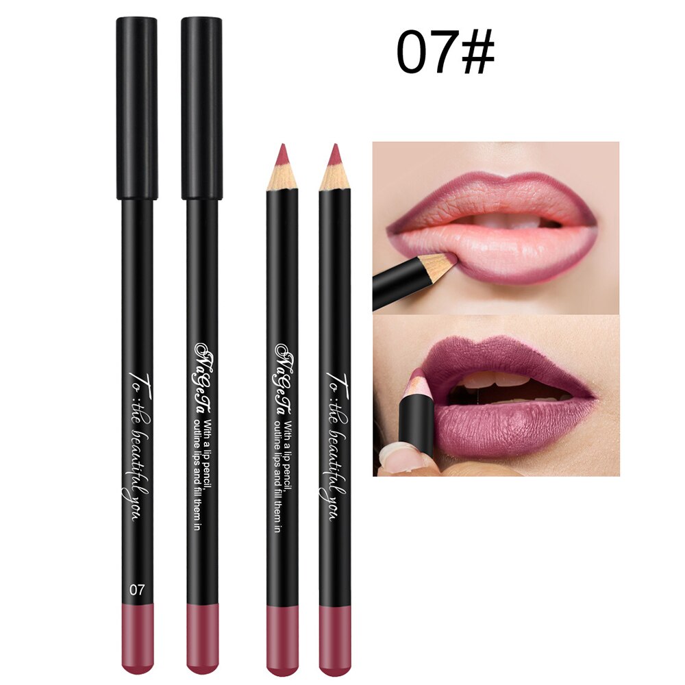 1 st 12 färger lip liner penna vattentät långvarig natur läppar konturlinje makeup lipliner penna: 07