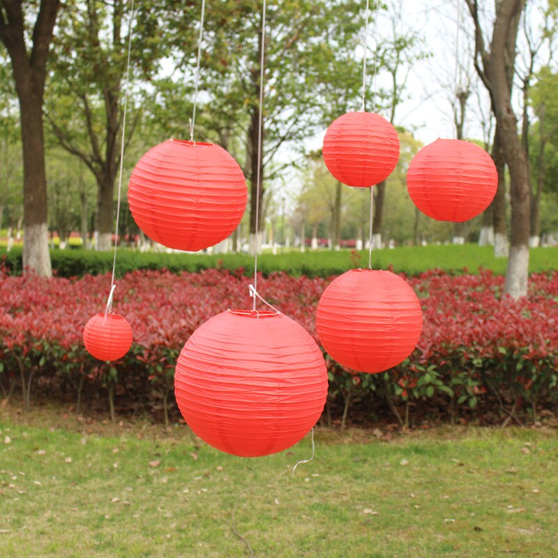 7pcs/set Chinese Red paper lanterns Mixed Sizes (10cm-40cm) Round paper lantern festival Chinese Year home decor