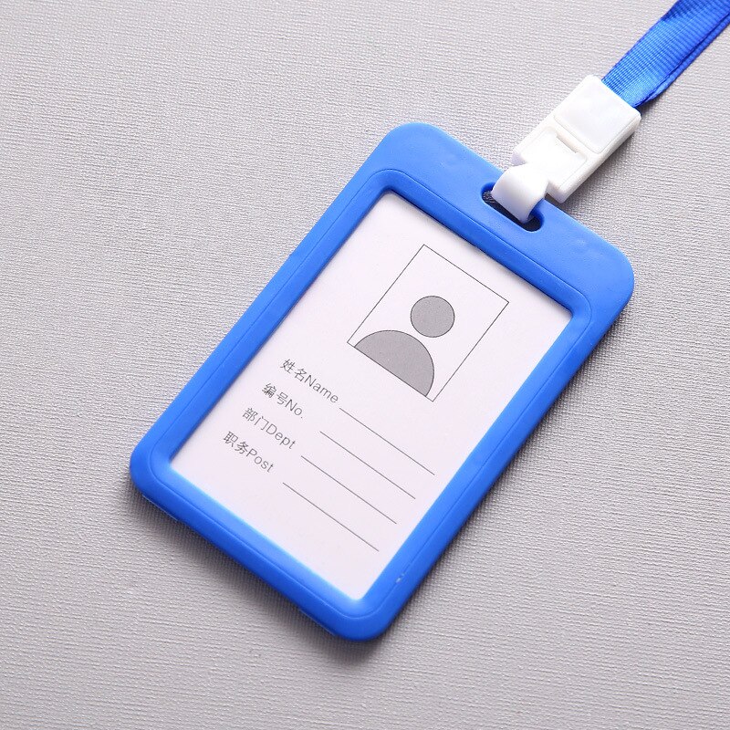 805 Multicolor Name Credit Card Holders Bank Card Bus ID Identity Rope Badge Holder School student office Supplies: Blue