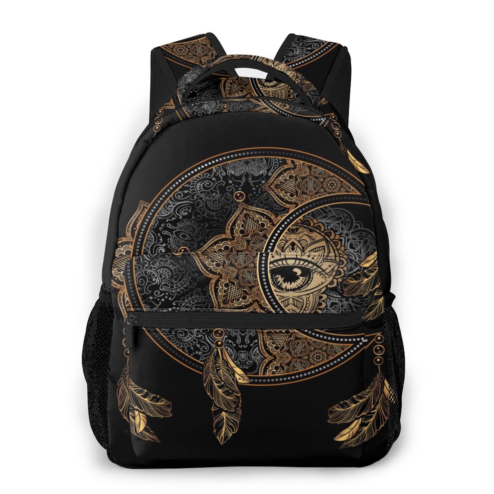 Backpack Women Shoulder Bag For Teenage Girls Boho Golden Moon And Sun Mandala Bagpack Female Ladies School Backpack: colour3