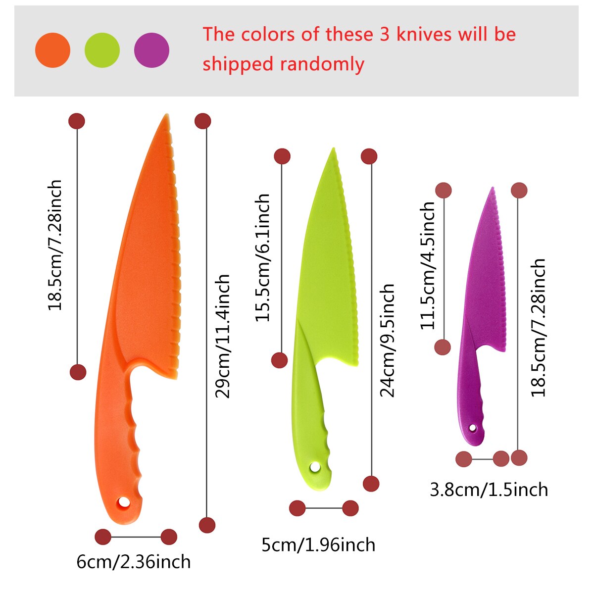 3pcs Plastic Sawtooth Cake Bread Knife Child Kitchen Safety Knife Lettuce Salad Knife Kid Toast Slice Knife Kitchen Utensil