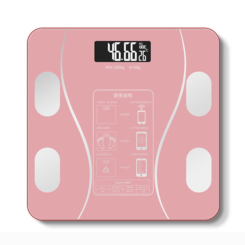 Body Fat Scale Smart Wireless Digital Bathroom Scale Body Composition Analyzer Weight scale that can be connected to Bluetooth: Rechargeable Pink