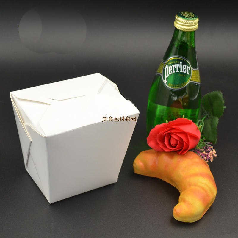 50pcs White kraft Hamburg box biodegradable food container Suitable for snack takeaway 400ml/750ml.