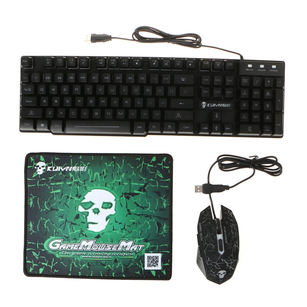 Rainbow LED Gaming Equipment Kit Light Keyboard & Mouse & Mouse Pad USB Charging