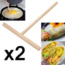 2 stücke T Form Holz Crepe Maker Pfannkuchen Teig Treuer Stick Home Küche Werkzeug DIY Pfannkuchen Restaurant Cateen Speziell Supplie