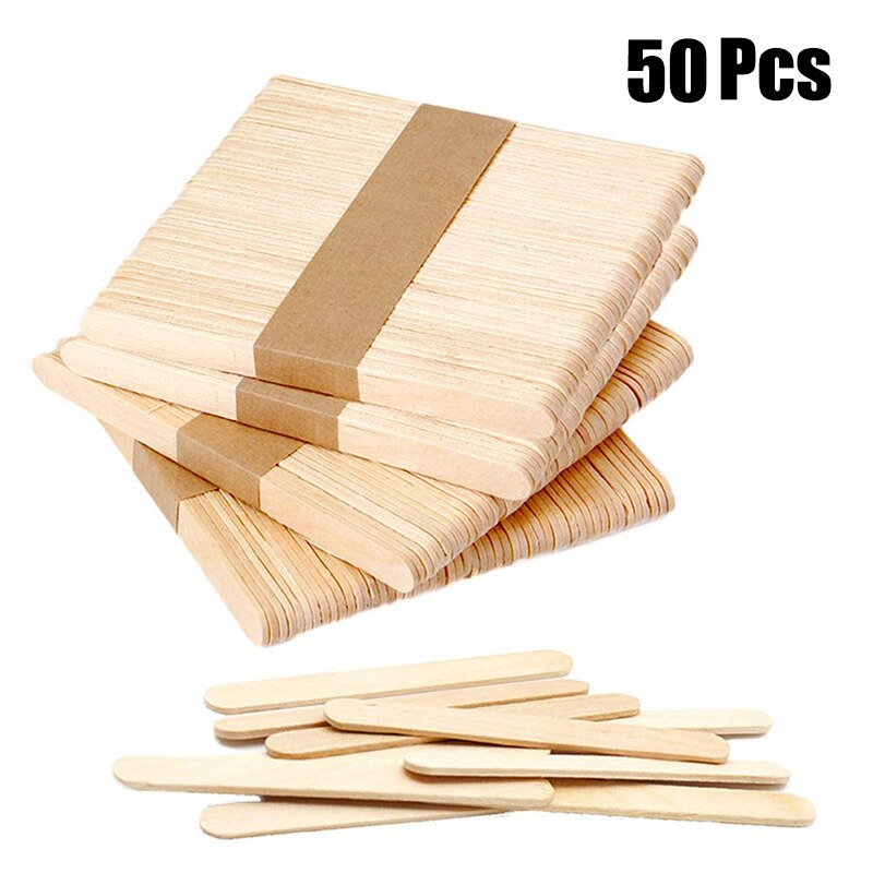 100Pcs/Set Popsicle Sticks Natural Wooden Pop Popsicle Sticks 11.4CM Length Wood Craft Ice Cream Sticks Popsicl Accesorios: 50 Pieces