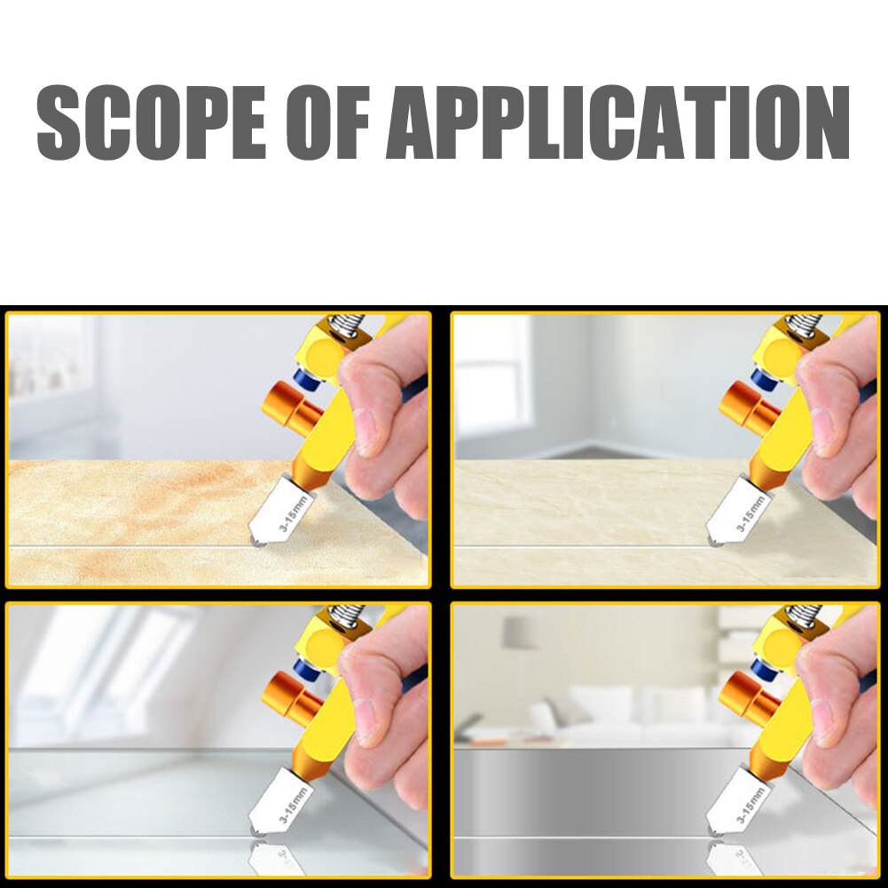 Multifunctional Tile Cutter with Wheel Diamond Roller Aluminum 2 in 1 Glass Cutter for Tiling Glass Mirror Cutting Tool