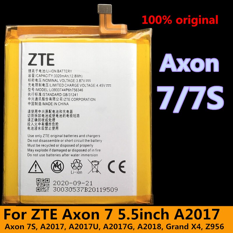 Batería LI3933T44P8h756346 Original, 3320mAh, para ZTE Axon 7, Axon 7S, A2017, A2017U, A2017G, A2018, Grand X4, Z956: battery No tools