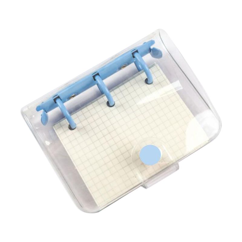 3 Holes Mini PVC Loose Leaf Transparent Diary Notebook Pocket Traveler Planner: Blue