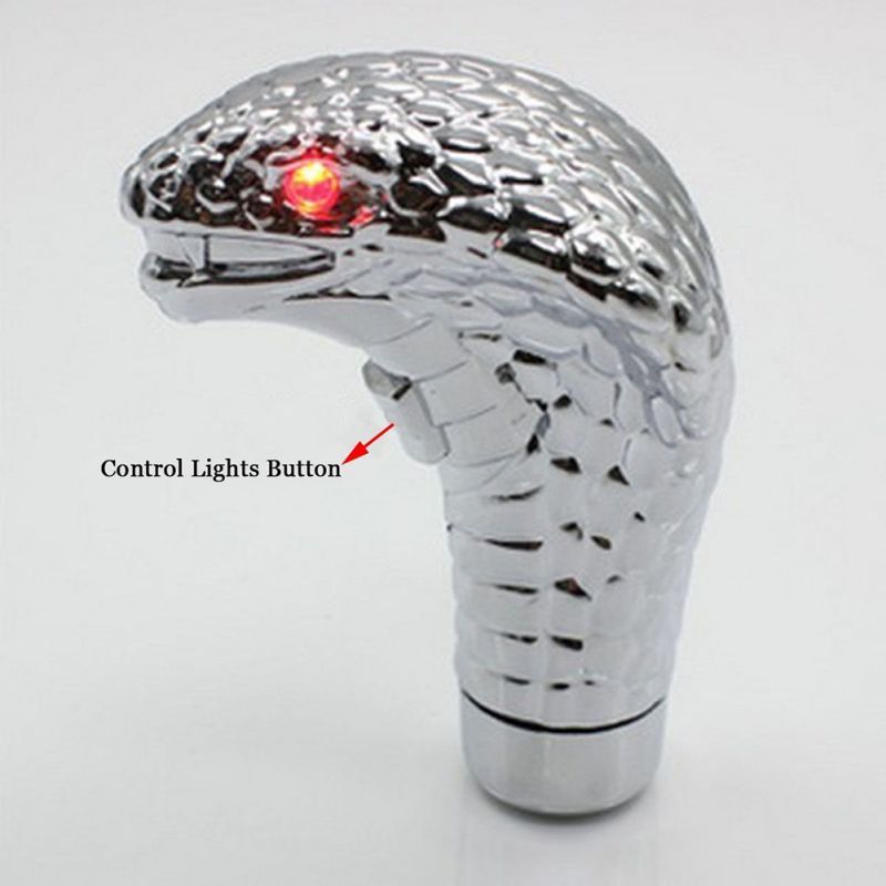 Pomo Universal para coche, palanca de cambio Manual, ojos Led cromados, Cobra Snake, accesorios interiores para coche