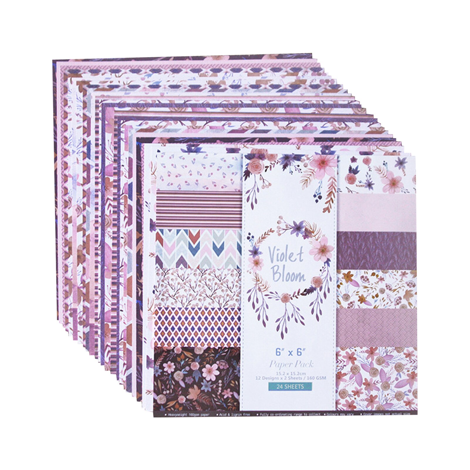 24pcs Small Fresh 6-inch Patterned Paper Romantic Pink Photo Album Scrapbook Background Paper DIY Handmade Greeting Card