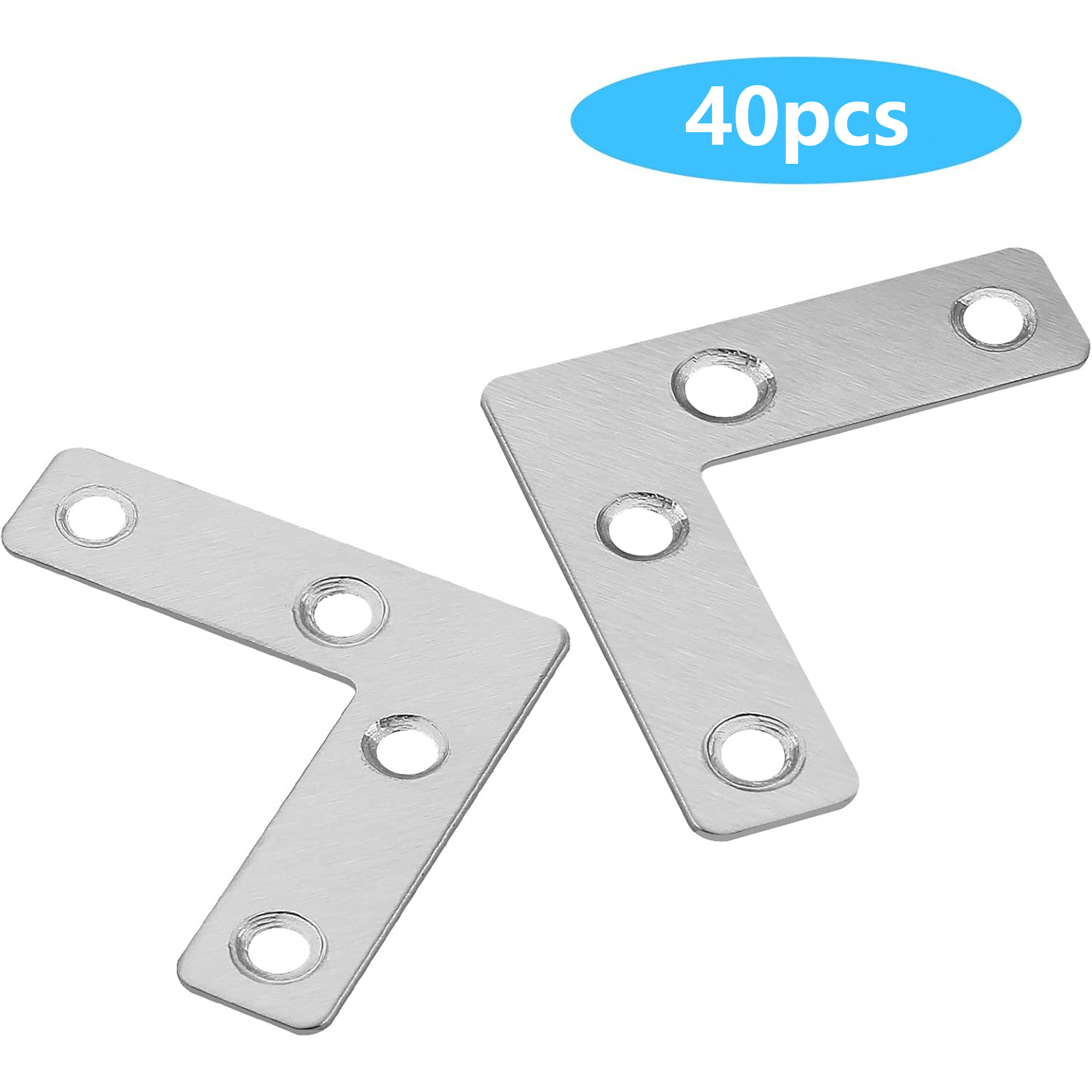 L-vormige platte beugel, metalen platte hoekbeugel, rechthoekige hoekverbinding, reparatieplaat voor houten meubelframes, bevestiging en verbindingsstukken: Zwart/goud