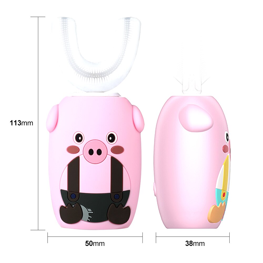 360 Degrees Lips Care Kids Automatic Sonic Electric Toothbrush U Shaped Head with Music for Children USB Charging Tooth Whiten
