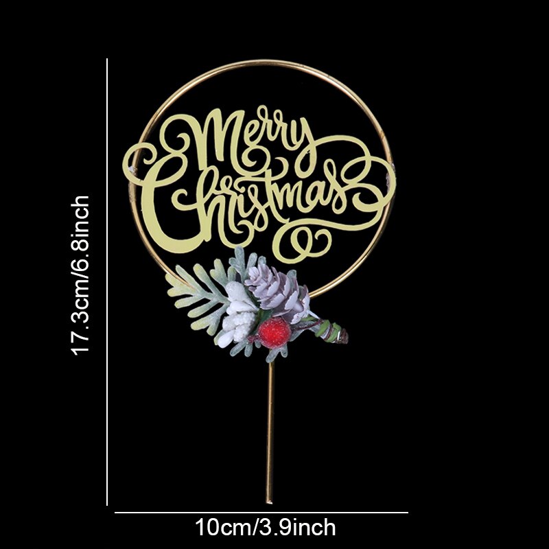 Merry Christmas Acrylic Cake Topper Xmas Floral Cupcake Toppers Christmas Home Cake Decoration Year Baking decor kerst noel: style A